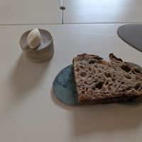 Sourdough with vegan butter at Humus x Hortense in Brussels