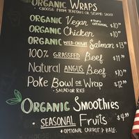 Partial menu at True Seasons Organic Kitchen in Anaheim