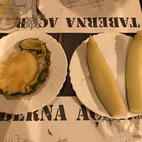 Pineapple flambé and melon fruit dessert   at Taberna Acor in Sao Miguel