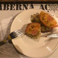 Tapas Vegetariana. Bruschetta with olives and tomato. Remember to ask for no mayo if vegan   at Taberna Acor in Sao Miguel