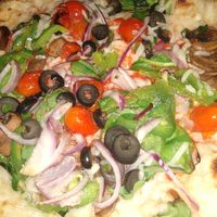 Veggie Pizza with vegan cheese at Cherokee Brewing + Pizza Company in Dalton