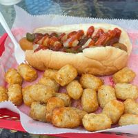 Vegan dog with pineapple jalapeño and sriracha  at Doghouse in Orlando