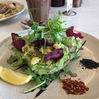 Avocado on Sourdough (vegan version with vegan Feta)  at The Social Society in Exmouth