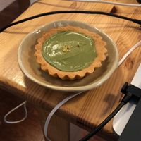 Free green tea tarte they gave me! at Maju Story 마주이야기 in Seoul