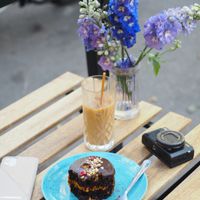 Pumpkin peanut butter cake at Coffee Room in Prague