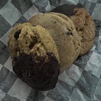 chocolate chunk; chocolate peanut butter; chocolate chip salted pistachio cookies!  at Love Again Local in West Chester