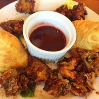 Veggie pakora and samosas  at Himalayan Yak in Fargo