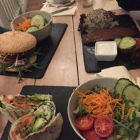 A steak, a burger, and a wrap at Veggiezz - Opernring in Vienna