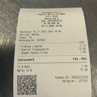 bill  at Veggiezz - Opernring in Vienna