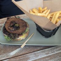 Veggie burger patty at Veggiezz - Opernring in Vienna
