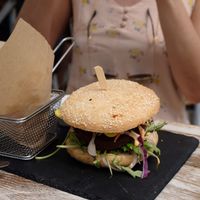 Cheese burger with seitan patty  at Veggiezz - Opernring in Vienna