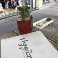 Ginger ? Lemonade. View from street seating   at Veggiezz - Opernring in Vienna