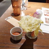 Veg and tomato dipping sauce at Farm Table Suzu in Niigata