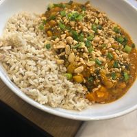 Peanut and sweet potato stew with brown rice  at Mihiderka in Katowice