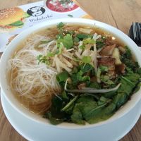 soup with rice noodles, tofu and mushrooms at Mihiderka in Katowice