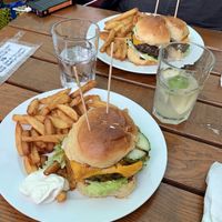 Potato burger and mushroom burger  at The Judgy Vegan in Brussels