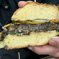 Mushroom burger at The Judgy Vegan in Brussels
