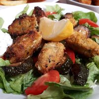 The BIG salad (with sea croquettes) at The Judgy Vegan in Brussels