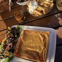 vegan Lasagna, fries & seitan wings   at The Judgy Vegan in Brussels