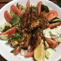 Croquette marine et salade at The Judgy Vegan in Brussels