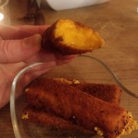 Vegan cheese croquettes (starter, 8 €). at The Judgy Vegan in Brussels