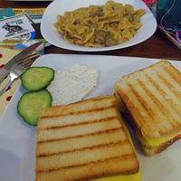 grilled cheese sandwitch (with vegan cheese made in-house) at The Judgy Vegan in Brussels