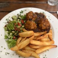 Meatballs, typical belgian dish  at The Judgy Vegan in Brussels