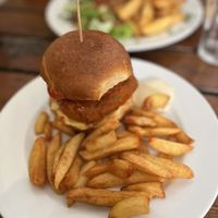 Burger with seitan  at The Judgy Vegan in Brussels