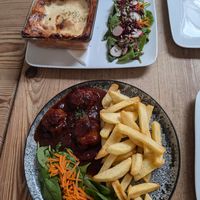 Lasagna, seitan meatballs at The Judgy Vegan in Brussels