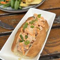 Vegan lobster roll and meatballs  at The Judgy Vegan in Brussels