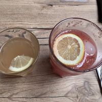 Kombucha and watermelon lemonade (👌)  at The Judgy Vegan in Brussels