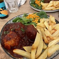 Boulets sauce Liégeoise  at The Judgy Vegan in Brussels