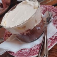 Chocolate mousse topped with cream chantilly at The Judgy Vegan in Brussels