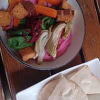 Houmous bowl at The Judgy Vegan in Brussels