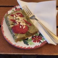 Matcha cake (6.50€) at The Judgy Vegan in Brussels