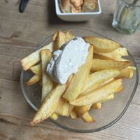 Fries with mayonnaise   at The Judgy Vegan in Brussels