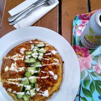 Their (vegan!) chick pea frittata at The Judgy Vegan in Brussels