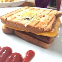 small hot dog croque at The Judgy Vegan in Brussels