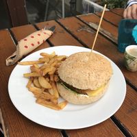 mushroom burger  at The Judgy Vegan in Brussels