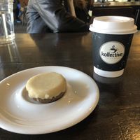 Raspberry cheesecake and almond milk latte  at Kollective Coffee & Tea in Hot Springs