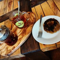 Tea with vegan bunt cake. at Kollective Coffee & Tea in Hot Springs