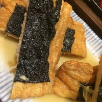 stuffed tofu fried skin with nori seaweed and lemon. My favorite ! at Hoshina 穗科 - Zhongshan District in Taipei