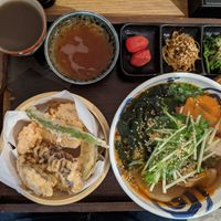 Spicy udon bento box. Tempura and that trio of sides were great, but I would try a different main. at Hoshina 穗科 - Zhongshan District in Taipei