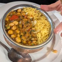Chana masala y pilau rice mezclado at Kathmandu in Denia