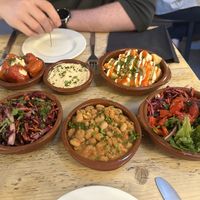 Refried beans, salad and slaw   at eS Bar in Keswick