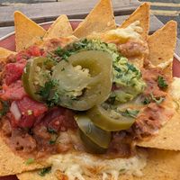 Vegan nachos with refried beans at eS Bar in Keswick