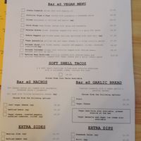 Vegan menu at eS Bar in Keswick