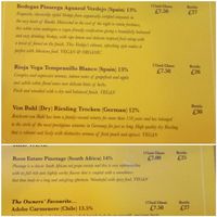 Vegan wines at eS Bar in Keswick