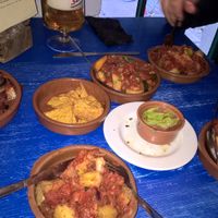 Spicy bean chilli, nachos, potatoes bravatas at eS Bar in Keswick