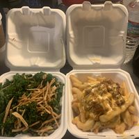 Kale Salad & Animal Fries To Go. They survived my walk back to room at Marty's V Burger in New York City